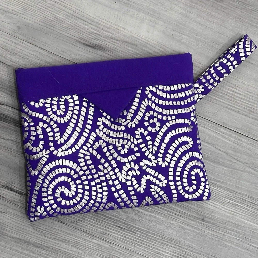Handmade Purple & Silver Pouch 8.5